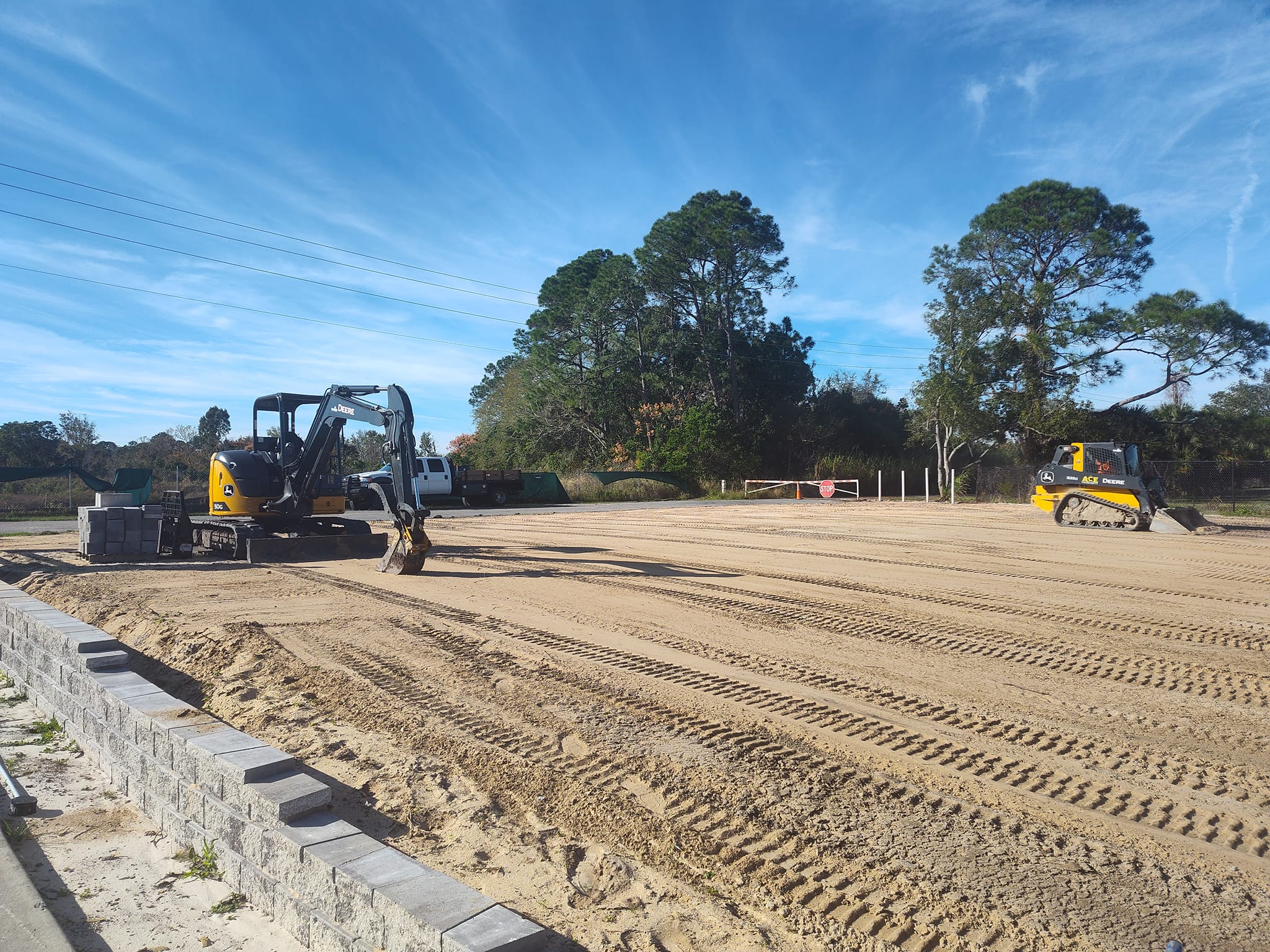 Large site graded and compacted by heavy equipment