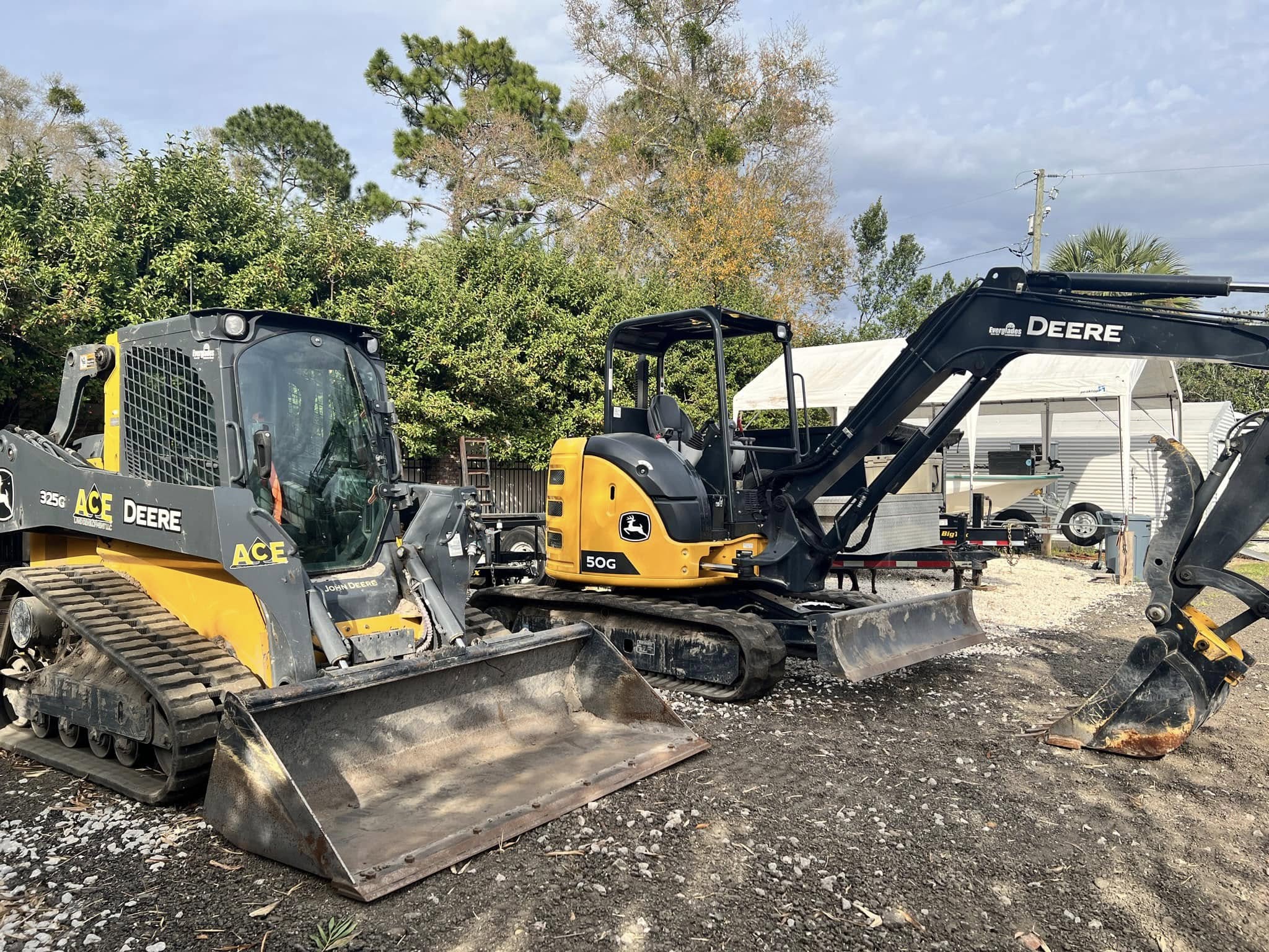 Ace excavation equipment on an active demolition site