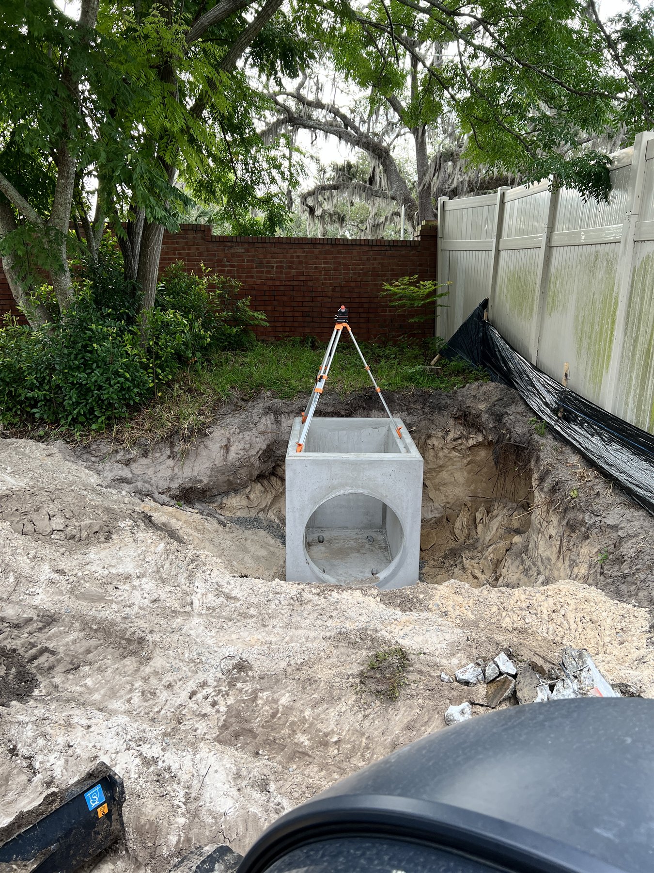 Drainage and irrigation trenching in progress