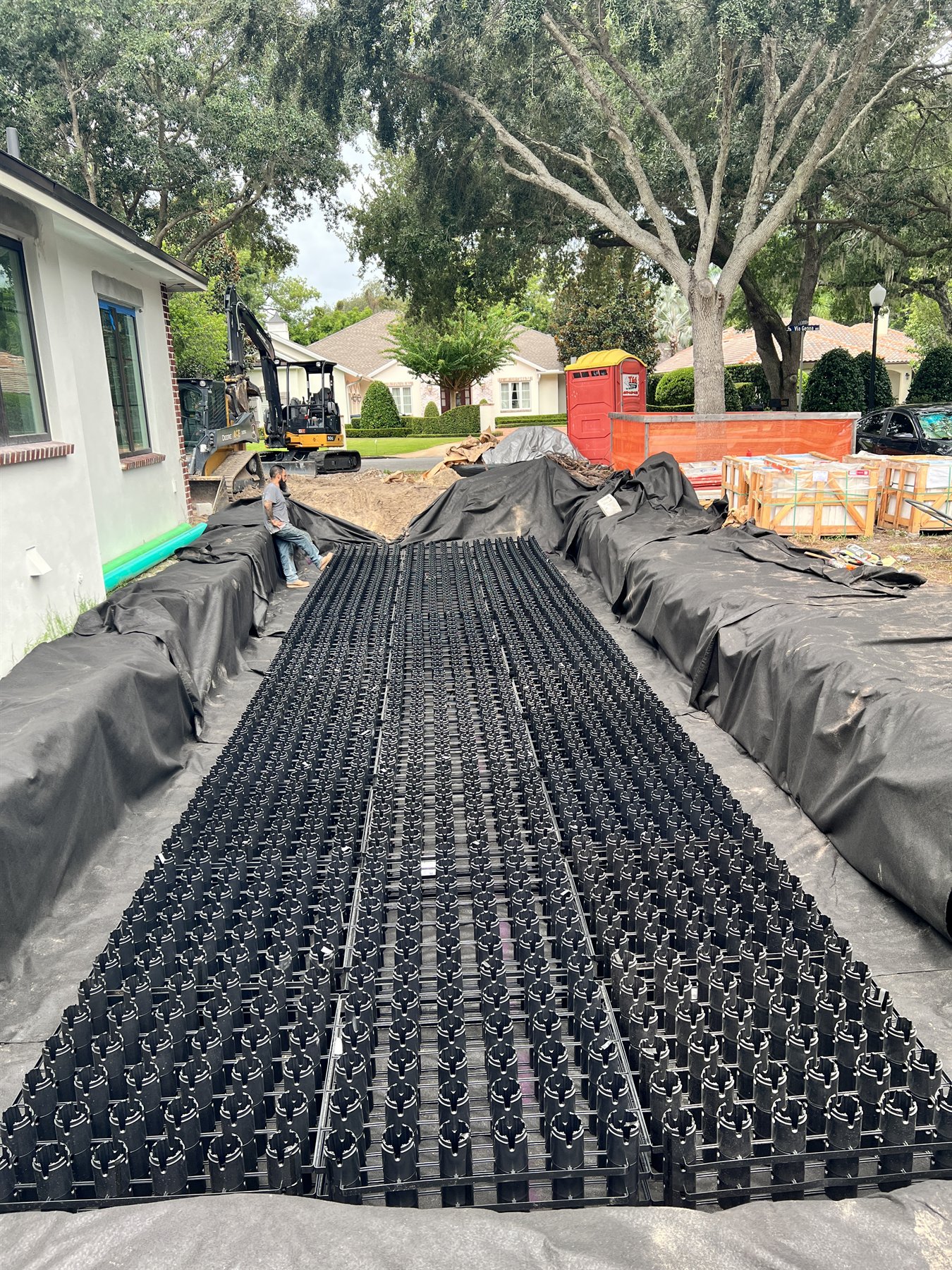 Drainage system installation during site development