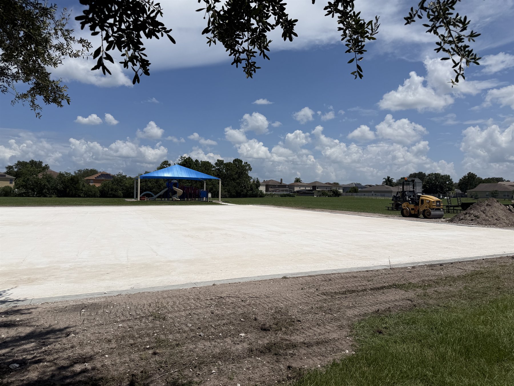 Prepared limerock base for sport court construction