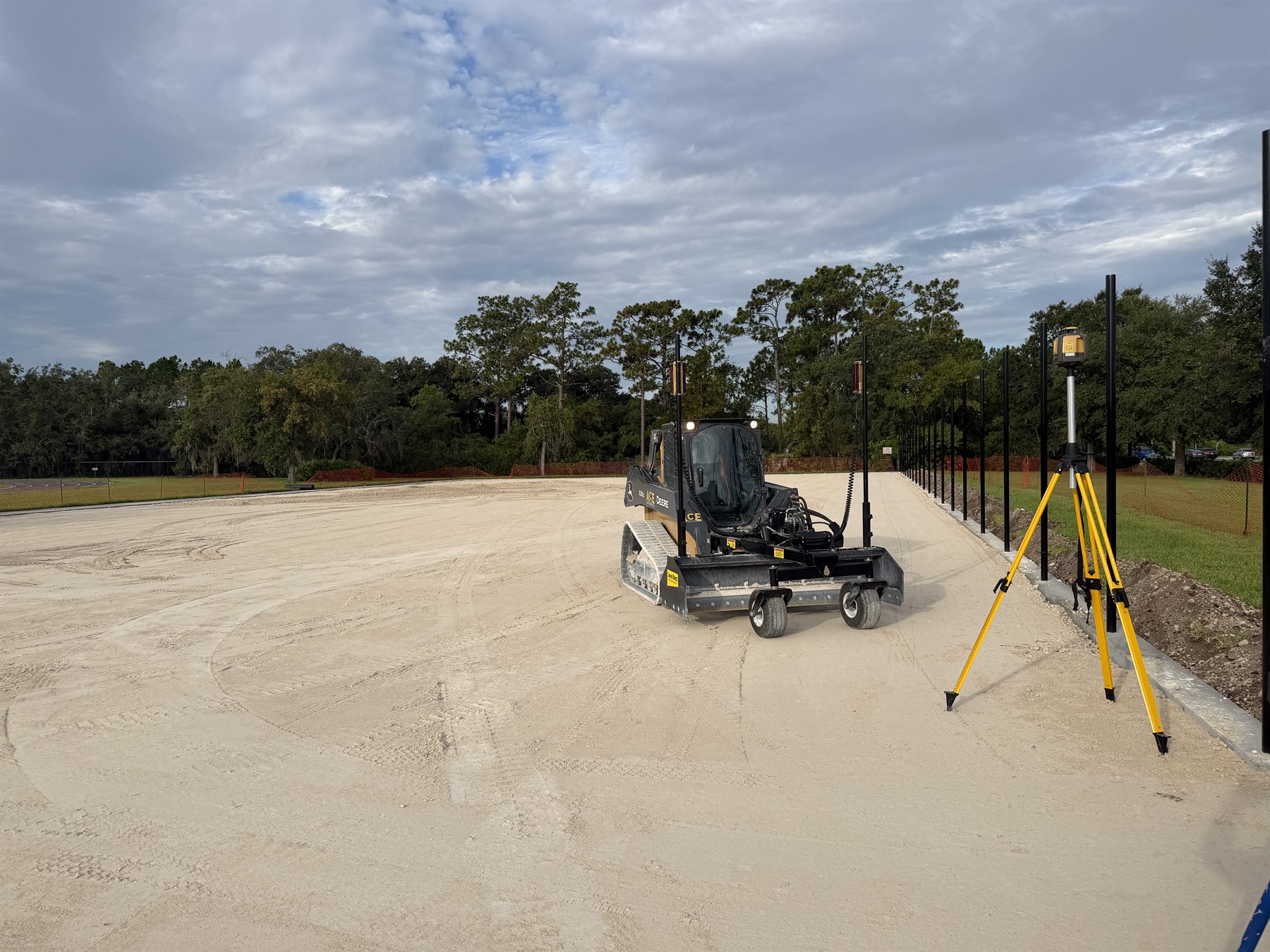 Sport court base prepared to precise elevations